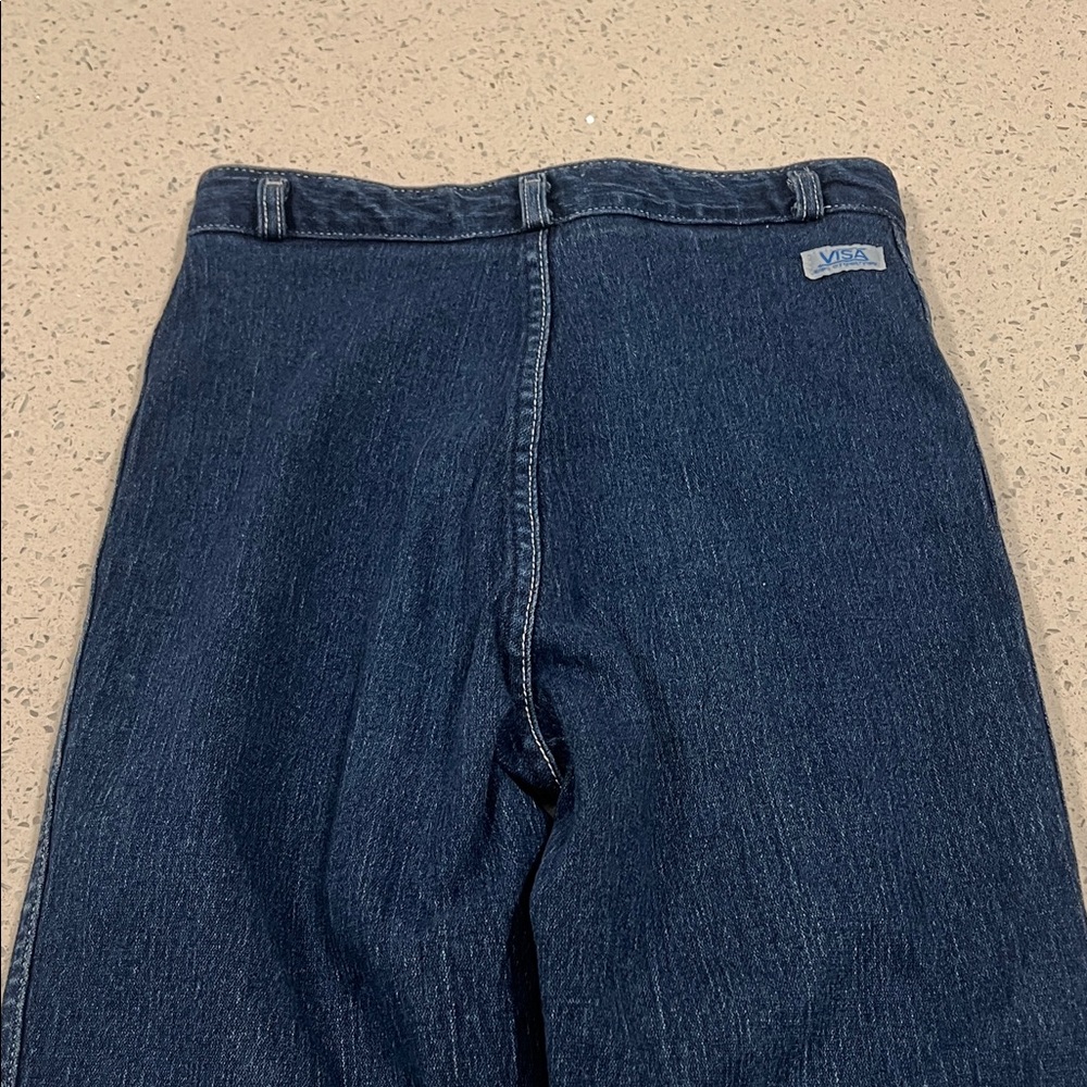 Vintage 1970s VISA Cotton Super High Rise Straight Leg Blue Denim Jeans Size 26 - Picture 8 of 12